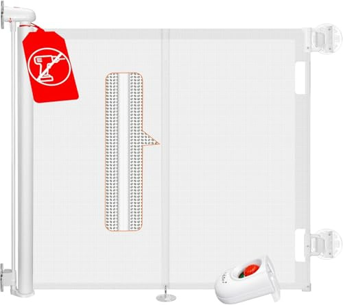 Ycozy Trappskydd 0–150 cm utdragbart dörrskydd med borrfria installationstillbehör, barnskyddsgaller enhandsöppning galler för spädbarn och husdjur (vit)