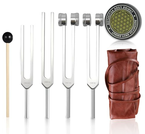 Lwuey Set de 4 Diapasons Thérapeutiques 128/136/256/384 Hz