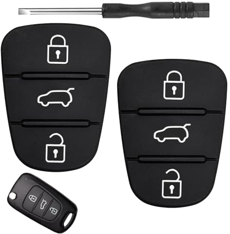 2 Stück Autoschlüssel Tastenfeld mit 1 Pcs Mini-Flachschraubendreher,Ersatz Tastenfeld Schlüssel,Fernbedienung Auto Tasten für Hyundai ix35 ix20 i30 i20 i10 Kia Sportage Soul Ceed Rio Picanto Venga