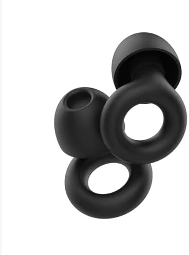 Loop Ear Plugs Set, Ultra Comfy, Reusable Black Silicone, Noise Reduction for Sleep with Storage Case,