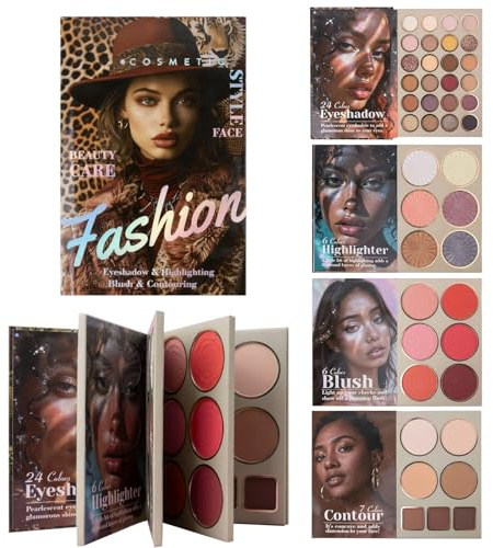 Libro Di Trucco Palette Polvere Opaca Sfumata per Blush ed Highlighter | Libro Contouring Blush per Donne e Ragazze, Compleanno, Natale, Matrimonio, Festa