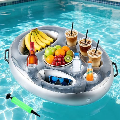 LYPPUL Poolbar Aufblasbarer Getränkehalter, Getränkehalter Pool mit 8 Löcher, Große Kapazität Floating Coasters, Aufblasbar Poolbar Aufblasbar Pool getränkehalter Schwimmender für Poolpartys, Strand