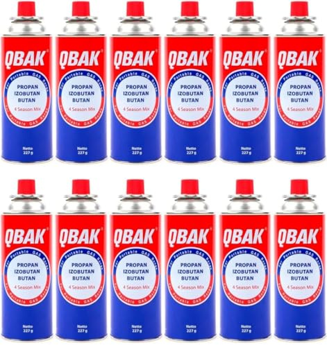 XHC BRICO - Cartuchos de Gas Butano Portátil 227gr - Pack de 12 Botellas para Camping, Hornillo Portátil, Cocina e Infernillo