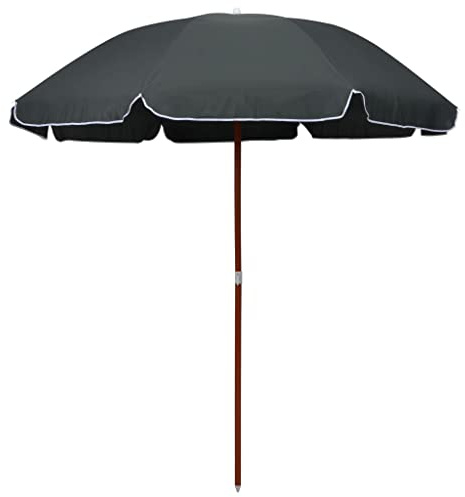 Xhnifbn Sombrilla antracita de 240 cm con poste de acero resistente a los rayos UV, poliéster para balcón y jardín, resistente y duradero, para terraza, camping, asiento al aire libre