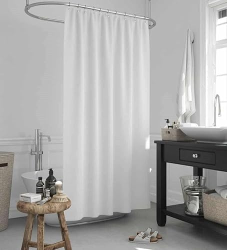 probath SONDERMAß! Textil DUSCHVORHANG Weiss 240 BREIT 250 HOCH! ÜBERLÄNGE! Shower Curtain White Outsize!
