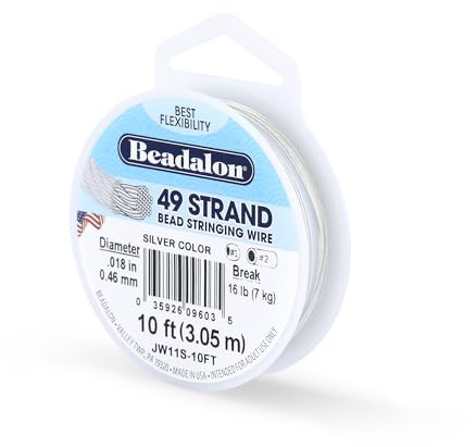 Beadalon – Alambre de 49-Strand Collar de Cuentas, 0.018-inch, Color de Plata, 3 m