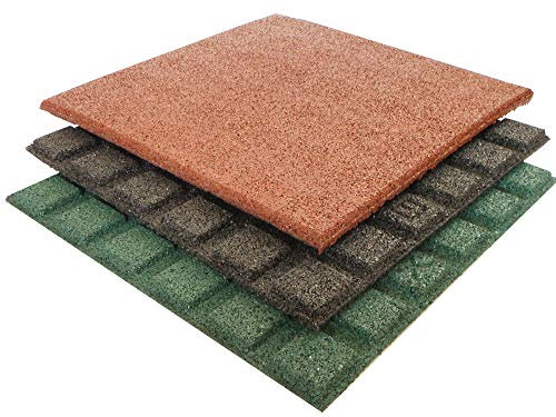 Gartenpirat Fallschutzmatte 50x50 cm Stärke 25 mm grün Gummimatte für Spielplätze Spieltürme Rutsche Bodenschutzmatte rutschfest wetterfest innen außen