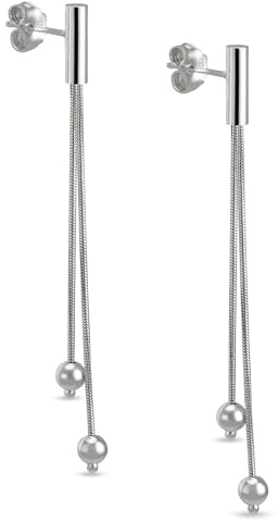 Vinani Ohrstecker Kette mit Kugel Sterling Silber 925 Ohrringe OPZK