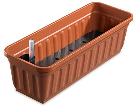 Alpfa Blumenkasten 80 cm Terracotta mit Wasserspeicher Made IN Germany