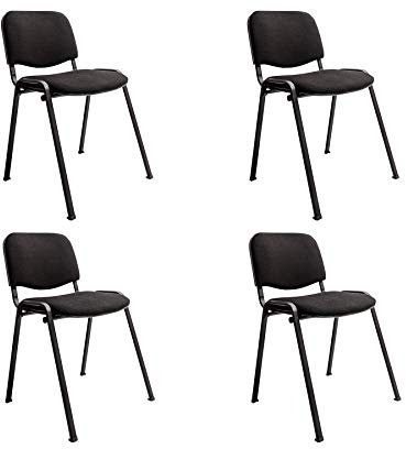 Furni 24 4 Set Besucherstuhl, Konferenzstuhl, Stoff-Bezug Schwarz Konferenzstuhl gepolstert, stapelbar, Polsterstapelstuhl anthrazit/schwarz