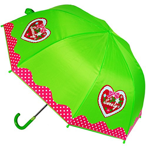 alles-meine.de GmbH Regenschirm - Brezel Sweety & Landhaus/Punkte - grün - Kinderschirm Ø 72 cm/mit Klemmschutz - Kinder Stockschirm mit Griff - Regenschirme - für Mädche..