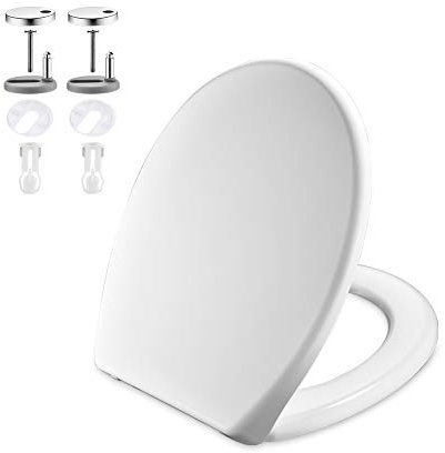 GRIFEMA G952, Sedile WC, Copriwater Universali D Forma,Tavoletta WC Chiusura Ammortizzata, Rapido Montaggio, O, Bianco
