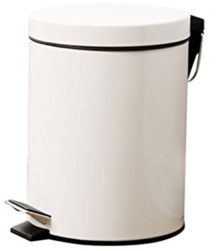 MYBA Poubelle La Poubelle Blanche Peut Couper Le Pied en métal Mini de Salle de Bains muette de Poubelle de Poubelle d'ordures de Poubelle 0.8gallon / de 1.3gallon Corbeille à Papier