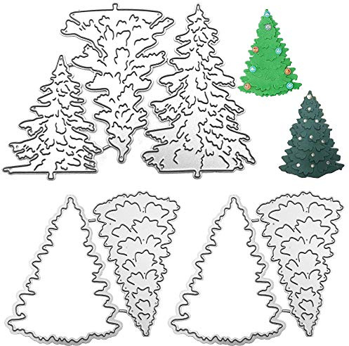 7 Stück Weihnachtsbaum Metall Stanzungen, AIFUDA Frohe Weihnachten Baum DIY Schneiden zum Prägen Karte machen Foto dekorative Papier stirbt Scrapbooking