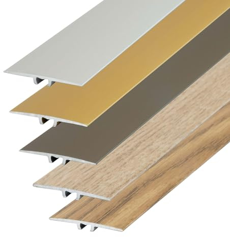 Dalsys Profilo di transizione piatto 180cm x 35mm da avvitare con materiale di fissaggio, in alluminio anodizzato, argento