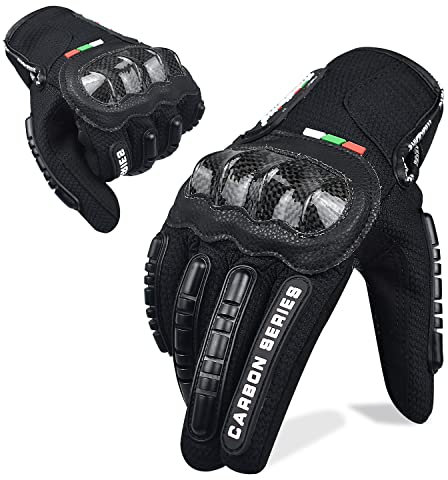 Guanti da moto per uomini e donne, guanti da corsa per moto con touchscreen per BMX, ATV, MTB, equitazione, corsa su strada, ciclismo, arrampicata (M, nero)