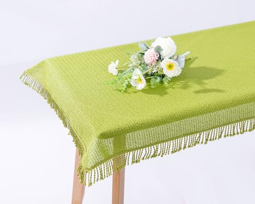 texpot Gartentischdecke 160 x 220 cm oval Grün mit Fransen wetterfest geschäumt rutschfest