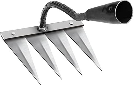 F Fityle Zappa per Attrezzi da Giardinaggio, Zappa Cava temprata Resistente, Facile diserbo e allentamento, diserbo, aratura, scavo, Acciaio a 4 Denti