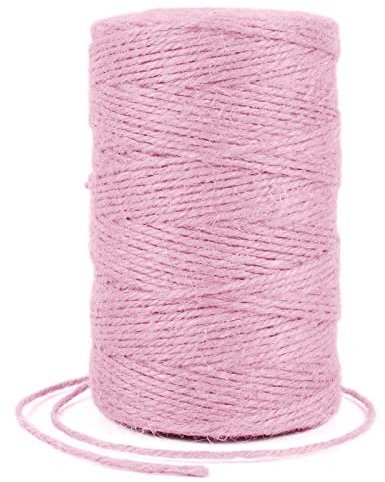 Uiopa Juteschnur 2mm x 200m, Jutegarn Juteseil Hanfseil Gartenschnur Paketschnur Naturfaser, 3-Lagig Jute Schnur für Garten, DIY Basteln, Geschenkverpackung, Weihnachtsdekoration (Rosa)