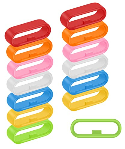 Cobee 14 Pcs Silicone Watch Strap Loops (7 Colors), Universal Fit, 20mm | Replacement Watch Strap Band Keeper Loop, Security Holder Retainer Ring