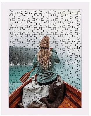 Rahmendesign24 Puzzlerahmen Milano für Puzzle ca. 300-500 Teile 36x49cm 49x36cm Weiß (matt) mit Acrylglas