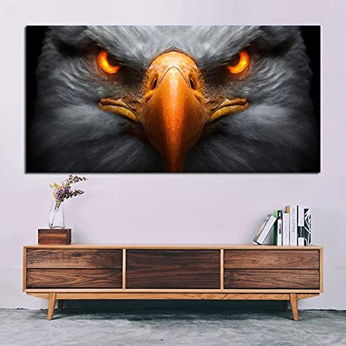 Leinwandkunst, Adler-Poster und Drucke, Augen Gerahmtes Kunstdrucke auf Leinwand- Gemälde, Wandkunst für Kinderzimmer, moderne Heimdekoration, Tierbilder, 50 x 100 cm, Rahmen