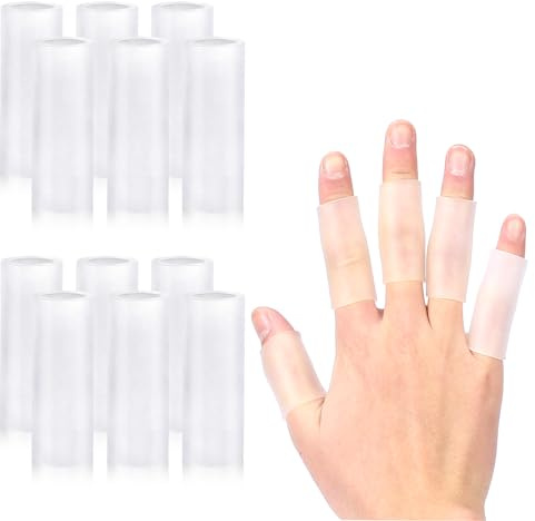 salbsever 20 Pcs Finger Sleeves Protectors Silicone Finger Sleeve Gel Finger Sleeve Protectors Finger Covers Cushions and Protects Rubber Finger Shields Provide Relief forCracked Finger
