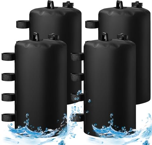 YBYHFAA 4er Set Wassergewichtstaschen, 80kg（20L*4）, 4er Set Sandgewichtssäcke, Kann Wasser oder Sand aufnehmen, Wiederverwendbar, Gewichte für Pavillons/Gartenzelte/Festzelte, Schwarz, 24 * 45cm