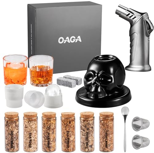 Whiskey Smoker Kit mit Fackel - 21 Sets - 6 Geschmacksrichtungen Holzspäne - Bourbon, Cocktail Smoker Infuser Kit, Old Fashioned Drink Smoker Kit, Geburtstag Bourbon Whiskey Geschenke für Männer,
