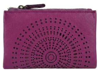 Laura Biagiotti Portefeuille Femme en Cuir Véritable, Découpé au Laser avec Motif Géométrique, Petit et Compact, avec Boîte