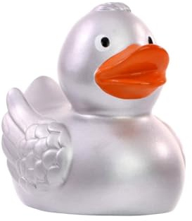 Ente silber - unifarbene Enten - Quietscheente - Badeente - ca. 8 cm gross