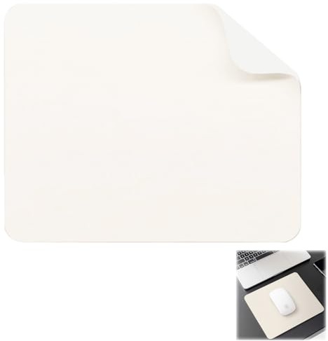Mauspad aus Leder mit wasserdichten Eigenschaften, Mauspad aus Stoff, strukturierte Litschi-Oberfläche, rutschfest, weiche Haptik, für Büro und Spiele, 26 x 21 cm, Bürozubehör (weiß)