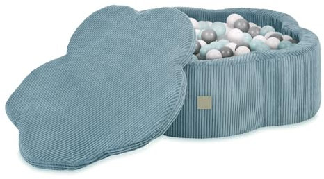 MISIOO Bällebad Blume/Wolke für Babys und Kinder - 95x30cm - Hochwertiger Stoff - Bällebad Baby ab 1 Jahr - Inklusive Matte und 200 Bälle - Perfekt für Kleinkinder und Spielspaß