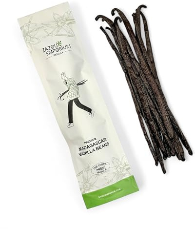 Zazou Emporium - 10 Premium Madagascar Vanilla Pods for Baking - Extra Long 18-19cm - Grade A Bourbon Vanilla Beans - Moist, Plump, Seed-Packed
