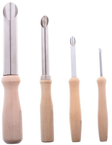 IWOWHERO 4-teiliges Ton-lochschneider-set Töpferwerkzeug-set Runde Lochschneider Für Skulpturen Holzgriff Einfach Zu Verwenden Für Hersteller