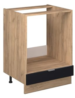 Vicco Herdumbauschrank Fame-Line, Schwarz gestreift, 60 cm | MDF-Front · Ohne Arbeitsplatte · Höhenverstellbare Füße · Metallgriffe · Einfache Integration ✓