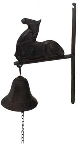 Türglocke Gusseisen, Wandglocke, Antike Türklingel aus Gusseisen, Schmiedeeisen, Gartendekoration, liegendes Pferd, Glockenrahmen