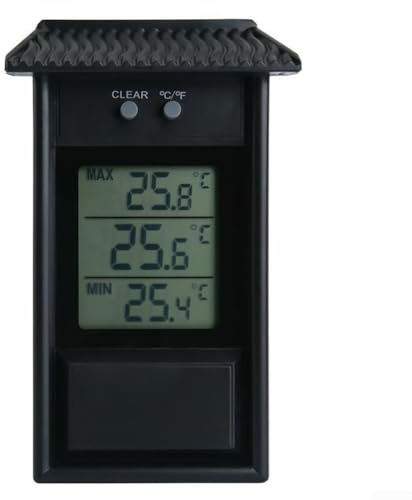 Tragbares Max Min Thermometer mit klarem LCD-Display, beste für Indoor/Outdoor Gartenanwendungen (schwarz)
