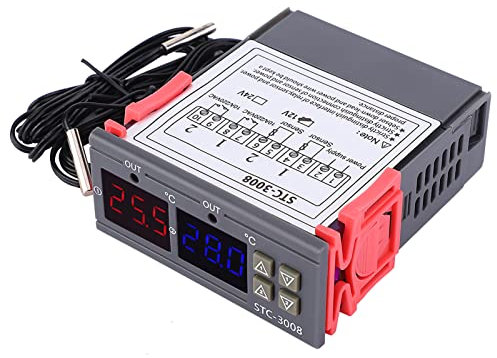 STC-3008 Smart Dual Control Digitaler Thermostat 12V/24V/110V/220V – Einstellbarer Elektronischer Temperaturregler mit Zwei Sensoren für Präzises Temperaturmanagement (12V)