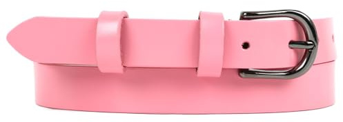 Zakatte • Damen schmaler Gürtel aus Leder schlicht Ledergürtel Taillengürtel Hüftgürtel G004 (Rosa, 80 cm)