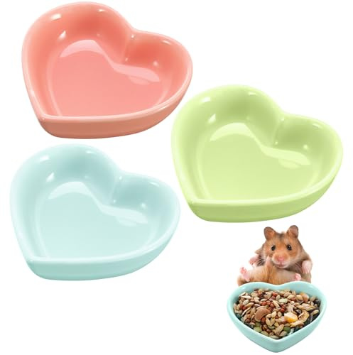 3 Pack Hamster Food Bowls Ceramic Hamster Feeding Bowl Heart Shaped