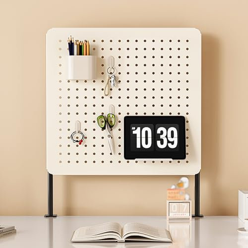 Support de panneau perforé à clipser pour gaming, maison et bureau - Accessoires modulaires - 60 x 40 cm - Solution de rangement murale polyvalente pour établi et espaces créatifs (blanc)