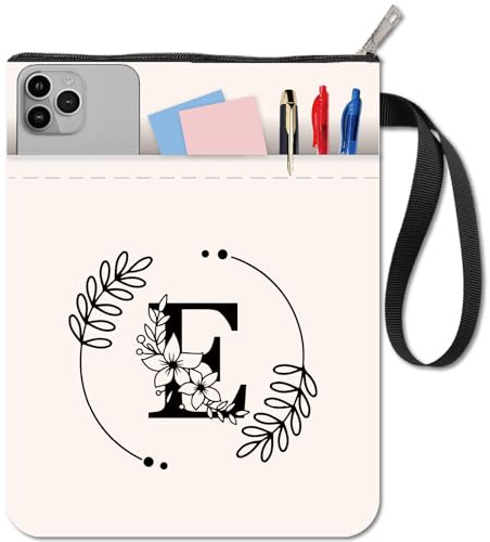 CRASPIRE Custodia per Libri con Cerniera Custodia Protettiva per Copertina del Libro Lettera Dell'Alfabeto e Custodia Extra in Tessuto Lavabile con Fiori e Foglie Tasca per Quaderni con Copertina