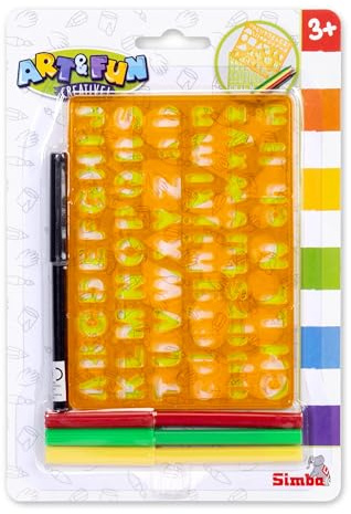 Simba Art & Fun Malschablonen mit Stiften – Kreativset mit 2 Schablonen & 4 farbigen Markern, Malspaß für Kinder ab 3 Jahren
