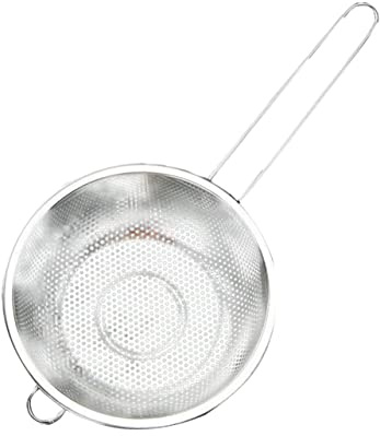 MOKKHNB Cestino in Acciaio Inossidabile Per Scarico Manico Singolo 19,5 Cm, Cesto Poroso Per Lavaggio Riso e Verdure, Design Scavato Facile Da Pulire e Trasportare Per Uso Domestico