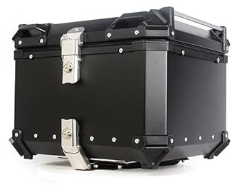 Aptliton 55l Motorbike Top Case Aluminum Alloy Waterproof Top Box for Motorcycle Luggage Box with Security Lock & Baseplate, Motorcycle Luggage Storage Rear Tour Box Motorbike Trunk
