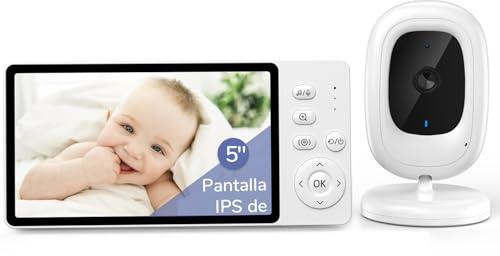 jeeber 5 1080p Camara Vigilancia Bebe con Pantalla IPS, Vigilabebes con Camara sin Wi-Fi, Vision Nocturna Infrarroja Invisible, Comunicacion Bidireccional, Modo VOX de Bajo Consumo y Zoom 3X