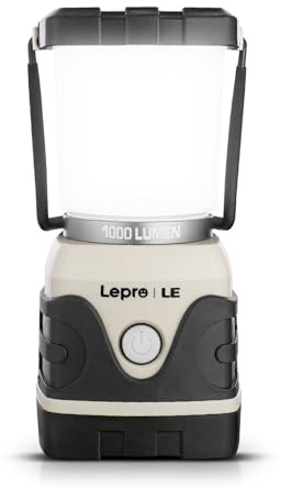 Lepro LED campinglykta för utomhusbruk, 1000 lM, batteridriven, dimbara campinglampor, vattentäta nödlampor för strömavbrott, bärbar tältlampa campinglampa för vandring, fiske, vit