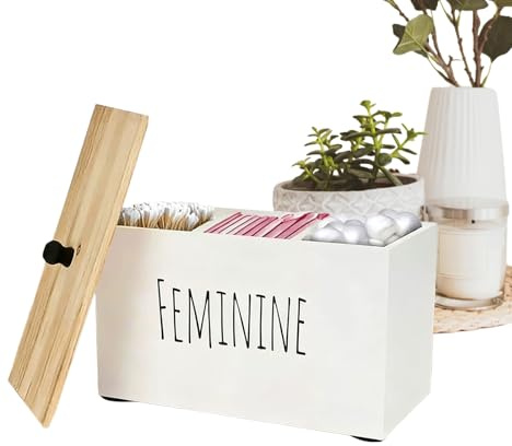 caiduos Organizadores de Baño,Organizador de Productos Femeninos de Madera | Porta Toallitas Sanitarias Hisopos Y Discos Algodon - Para Baño, Hogar, Oficina y Navidad