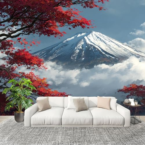 Genérico Decoración del hogar Fotomural 200x140cm Estilo JaponéS MontañAs Paisaje. Papel Pintado Panorámico ExtraíBle Para Despegar Y Pegar Azul Para salón Dormitorios,Comedores HD Papel Tapiz